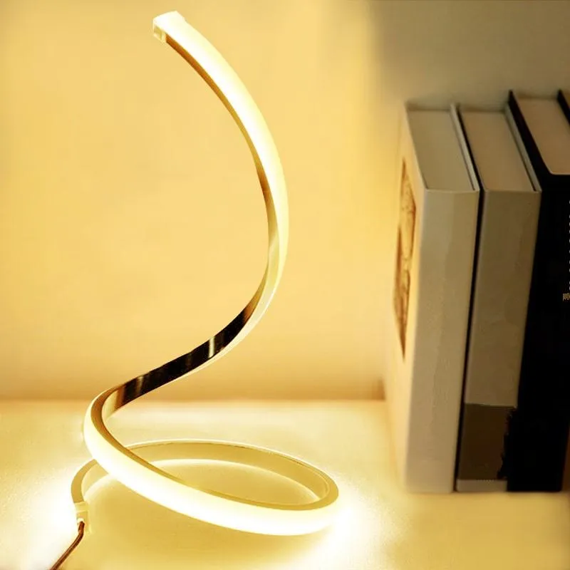 Lampade da tavolo Moonlux Modern LED Eye Protective Spiral Lamp Socket Touch Camera da letto Comodino Scrivania Lampada da notte