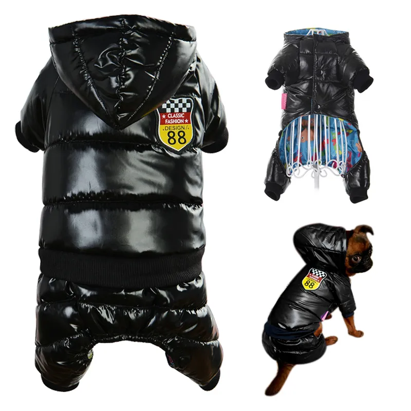 Ropa cálida de invierno para perros pequeños, abrigo impermeable para cachorros, chaqueta con capucha para perros, monos para perros, ropa para Bulldog Francés 201102