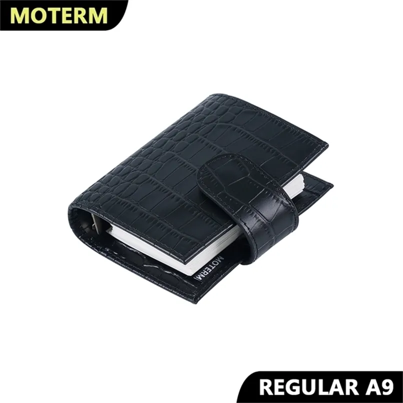 MoTerm Regular A9 Tamanho Anéis Planejador Croc Grain Cowhide 3-Burro Mini Anéis Notebook com 19mm Anéis Organizador Journey Diary 220401