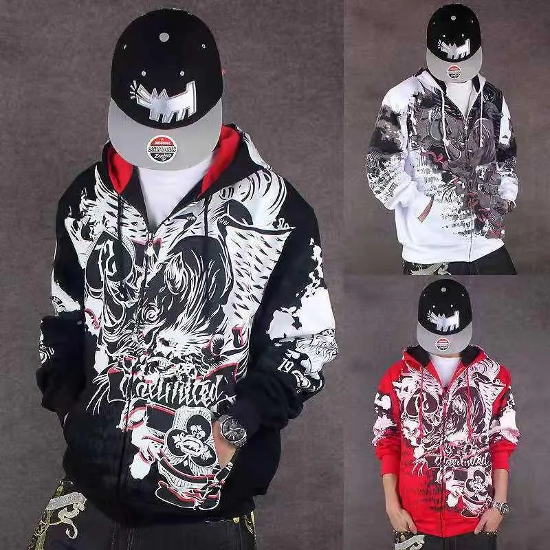 Erkek Hoodies Sweatshirts 2022 Serin Erkekler Hip Hop Gündelik Sokak Giyim Gevşek Kazak Harajuku 3D Baskılı Hoodie Ceket Erkek