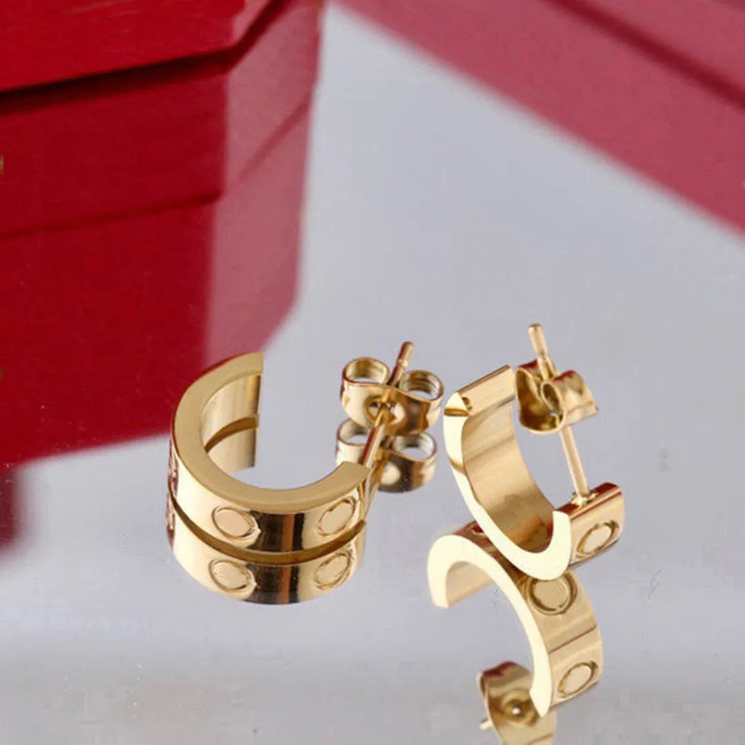 Klassieke vrouwen stud liefde oorbellen ontwerper oorbellen hoepel schroef cartis hoge kwaliteit vrouw luxe sieraden ring ketting armband met doos DFF