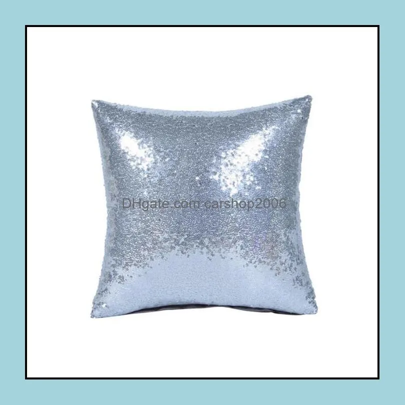 glitter sequins pillow case solid color cushion home car comfortable decor waist cushion cover pillowcase 11 colors yhm284-1