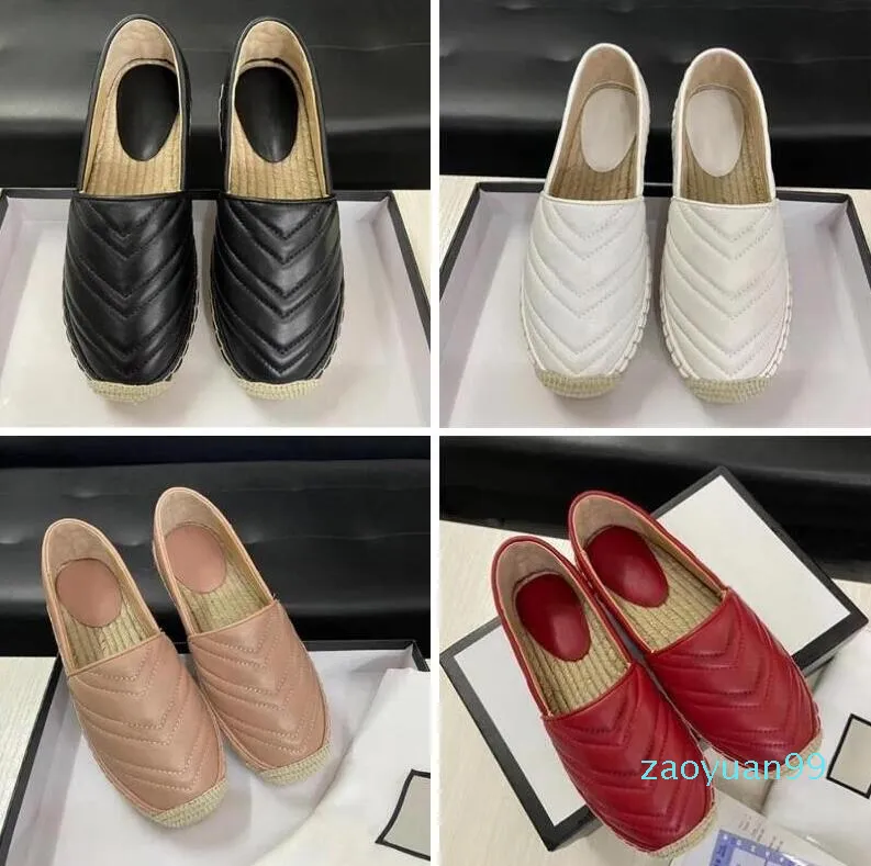 designer women sandals Leather Espadrille Sandal Luxury Slipper Flat Platform Shoes With The Double Gslides Metal Beach Weave Shoes size 36-