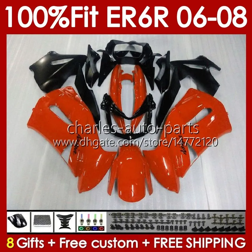 Kawasaki Ninja 650R ER6 650 R ER 6 F 06-08ボディワーク139NO.11 650-R ER 6F 650R-ER-6F 2006 2007 2008 ER6F 06 07 08注入型フェアリングオレンジホロッシュグロッシー