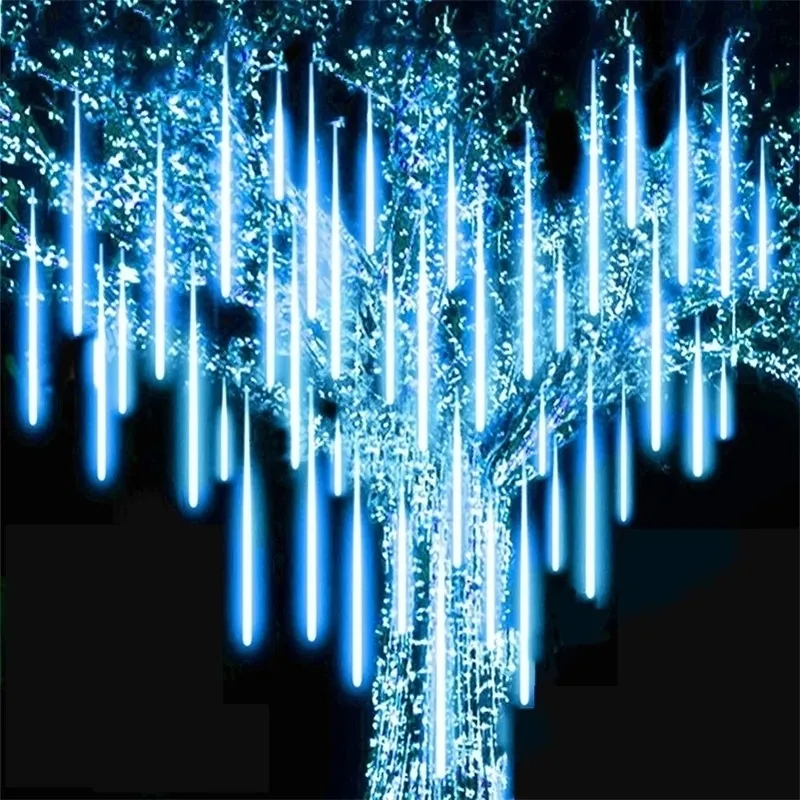 LED Meteor Lights Douche imperméable Pluie 8 Tube LED String Lights 30CM Décoration de jardin d'arbre EU US UK Plug in Holiday Lighting 201130