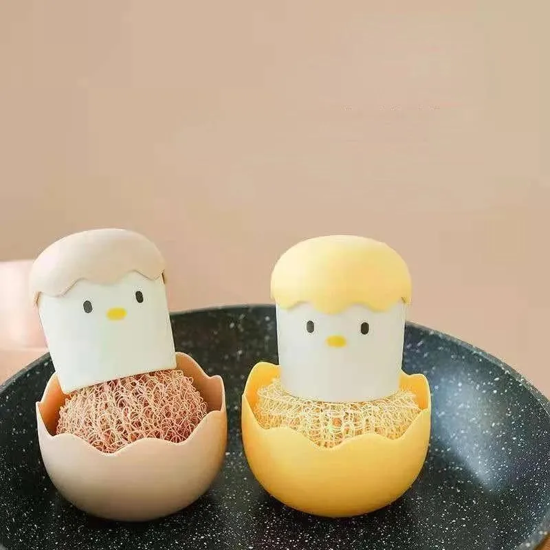 Nano Cleaning Brush With Handle Kitchen Chicken Pot Brush Cartoon Detachable Egg Shell Does Not Lose Wire Dish Cleaning Ball