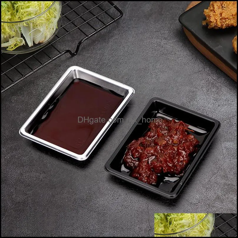 Disposable Sushi Soy Sauce Dish Rectangle Salad Salt Seasoning Plate Restaurant Takeout Condiment Tray Wholesale WB2638