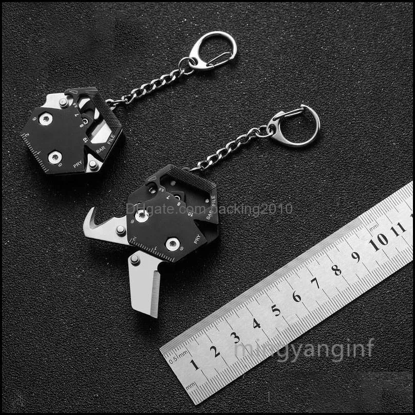 Multifunction Key Chain, Foldable Hexagonal Kit-Micro Screw Driver, Bottle Opener, EDC Tools Wire Cutter Camping Survival Tools CC0681