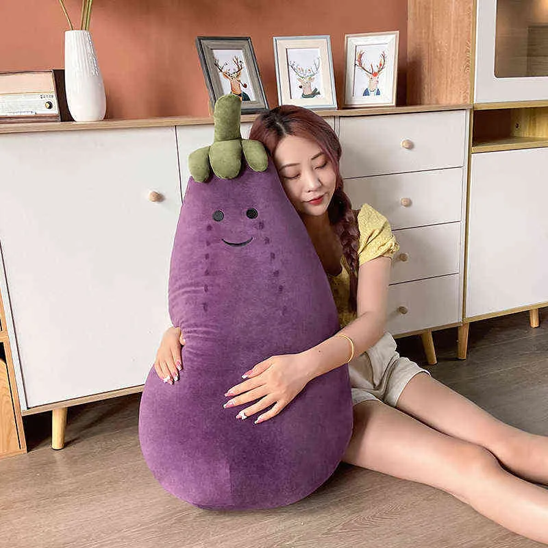 Cm Giant Anime Figure Eggplant Plush Cushion Kawaii Vegetable Stuffed Doll Children Toys Room Decoration Birthday Gift J220704