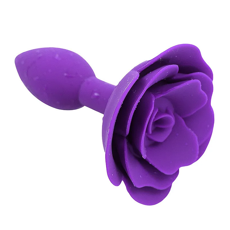 Giocattoli in silicone liscio, in acciaio, con fiore di rosa, dilatatore anale per donne/uomini, dildo anale per adulti._voghion.com