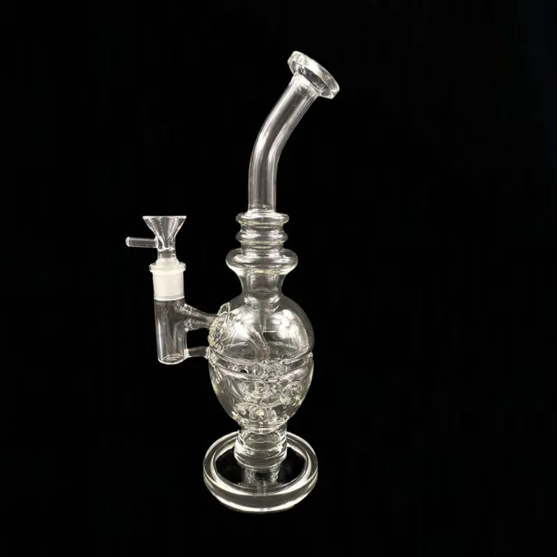 Nieuwe glazen recycler Bong Hollow Out Design Water Pipes Dab Rigs Tyre Perc Glass Bongs met glazen kom