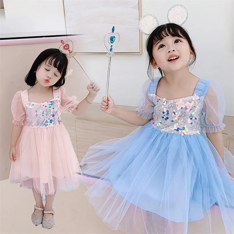 Girls Princess Dress Sukienka do dziewczynki cekin sukienki Kids Summer Costume for Girls Casual Style 210412
