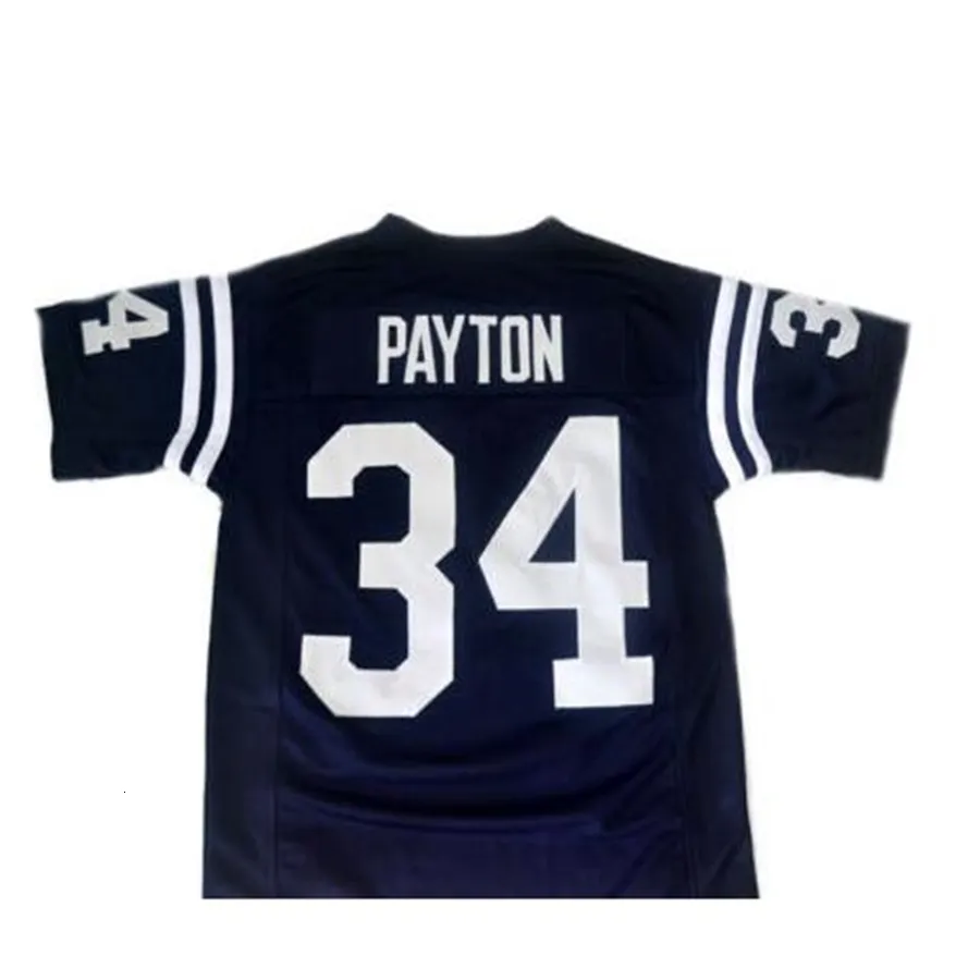 MIT Custom Men Jeugd vrouwen Vintage #34 Walter Payton Jackson State College voetbaljersey maat S-4XL of aangepaste naam of nummertrui