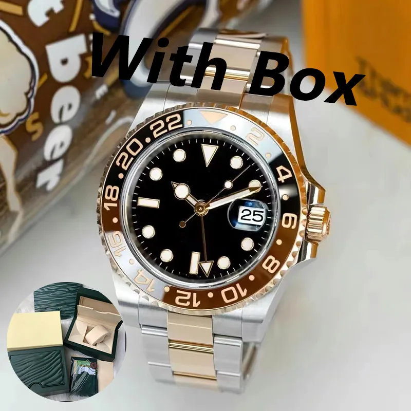 WatchSC- Box Mens가있는 전체 기능 시계 자동 기계식 옵션 방수 Sapphire 41mm 스테인레스 스틸 손목 시계 광화 세라믹 시계