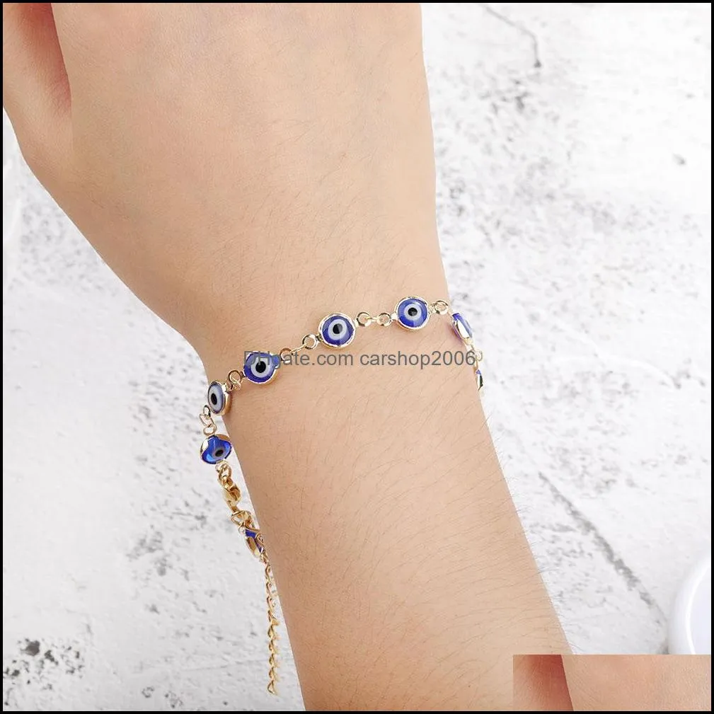 lucky evil eye bracelet gold silver chain bracelets for women blue glass turkey adjustable men jewelry gifts