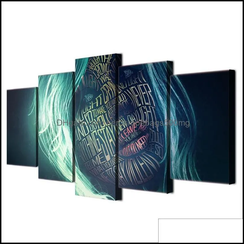 Other Home Decor HD Printed 5 Piece Canvas Art Woman Face Letter Painting Posters Artwork Living Room Panel Framed