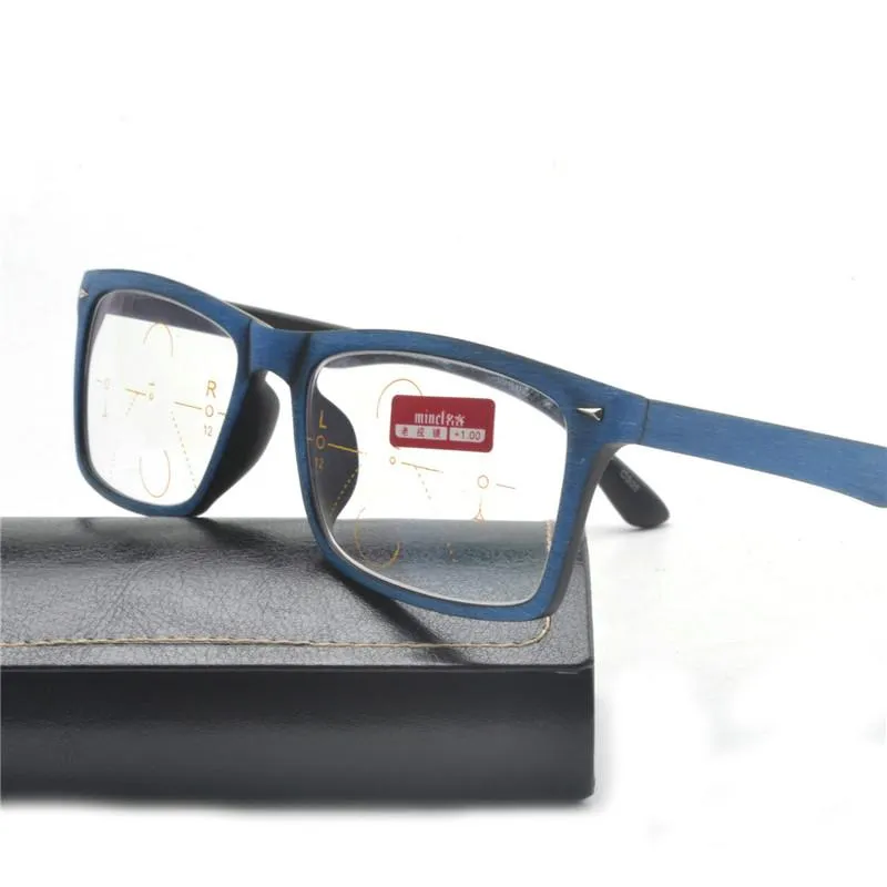 Okulary przeciwsłoneczne Ziarno drewna Okulary Mężczyźni Progresywne okulary do czytania Dwuogniskowe soczewki wieloogniskowe NXSunglasses