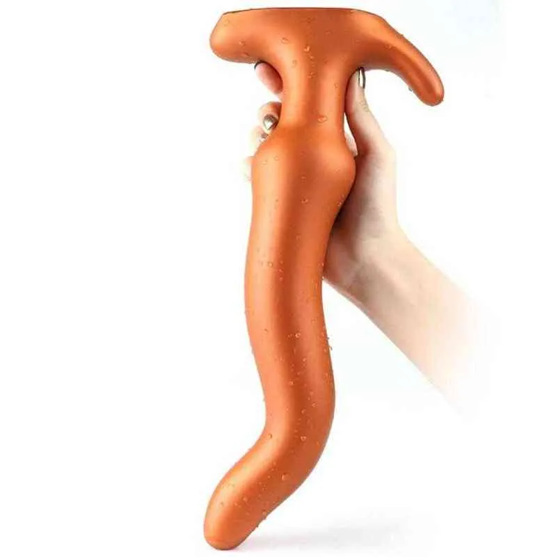 Nxy Anal Toys Super Long Silicone Gode Énorme Doux Butt Plug Érotique Adulte Sex Toy pour Femmes Hommes Anus Dilatateur Grand 220510