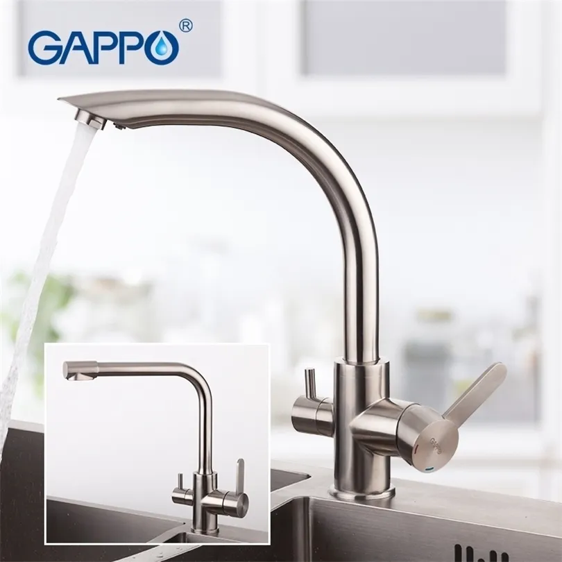 GAPPO 1set Top Quality stainless steel Kitchen mixer Faucet Cold Hot Water filter dual handle kitchen sink tap G439943991 T200423