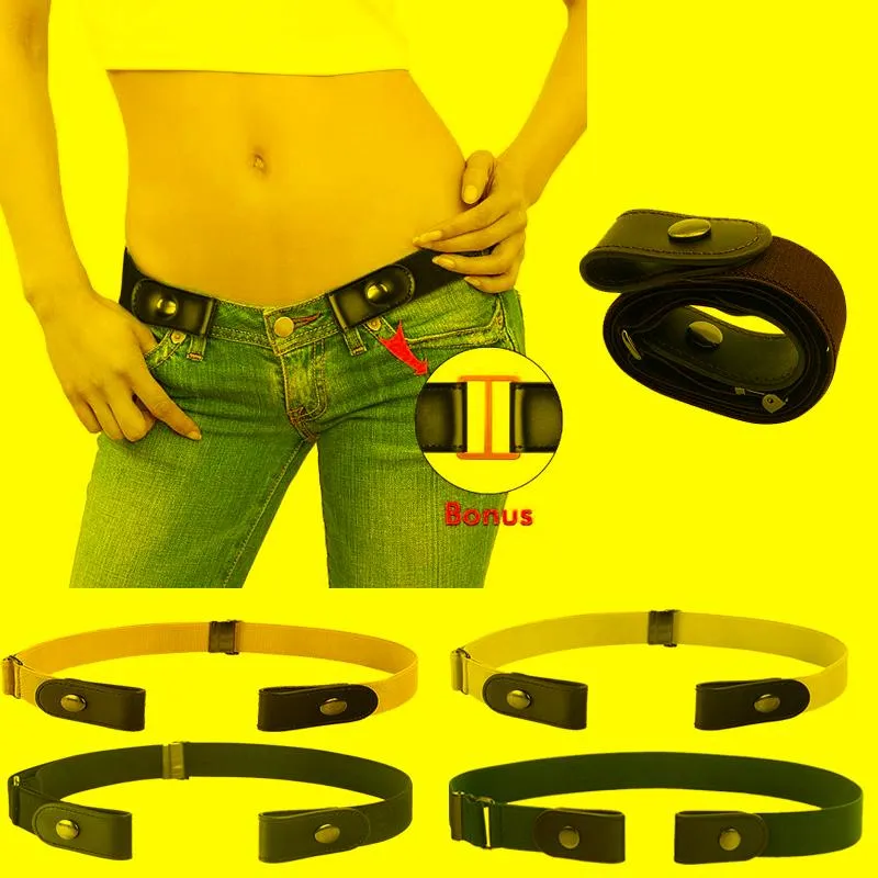 Belts Unisex Waistbands Elastic Stretch Waist Belt Pin Buckle Leather Cummerbunds Stretchy Jeans WaistbandBelts