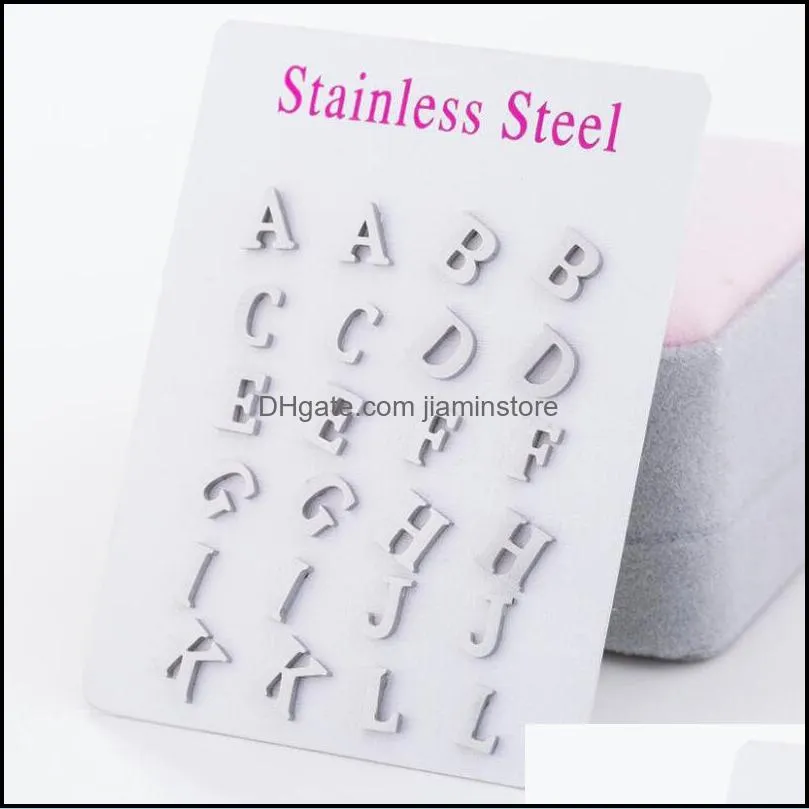 Initial Letter A Z Stud Earrings Jewelry For Women Stainless Steel Letter Earrings Birthday Jewelry