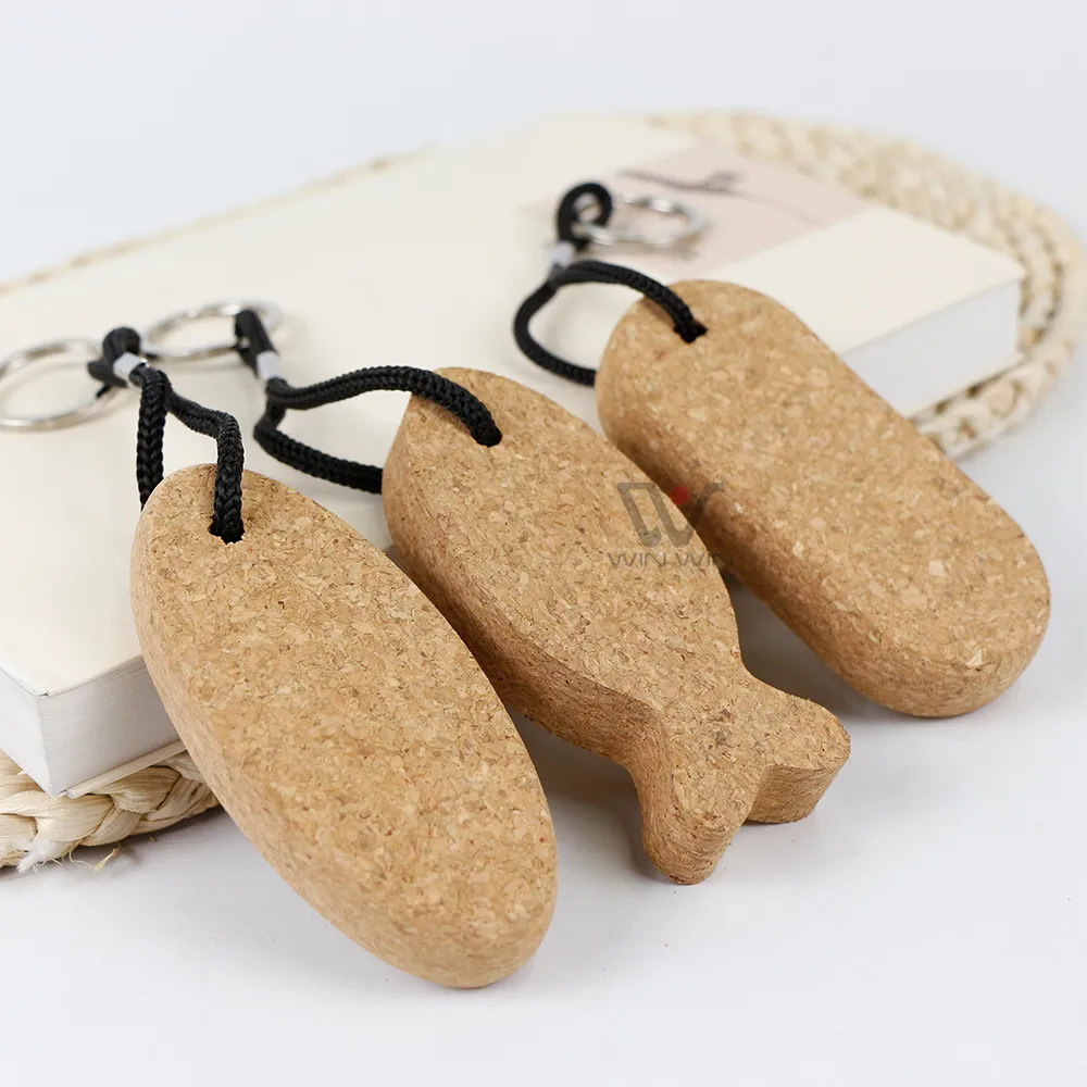 Blank Cork Wood Keychain Blank Assorted Wooden Keychains Straps Metal And Leather Keyring for Father Gifts