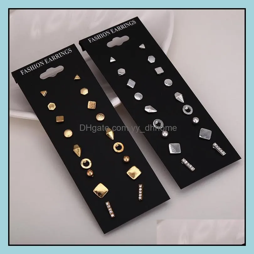 9 pairs of combination earrings black card set earrings fashion personality accessories exquisite jewelry earrin yydhhome