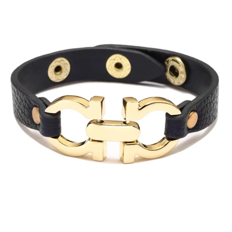 Braccialetti con ciondoli Amanti Bracciale Donna Ins Minority Design PU Lega di cuoio Fibbia geometrica Produttore di gioielli all'ingrosso