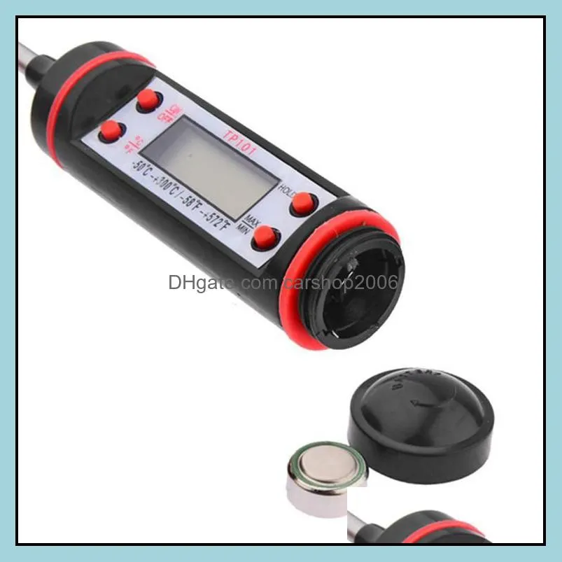 digital food cooking thermometer probe meat household hold function kitchen lcd gauge pen bbq grill candy steak milk water 4 buttons