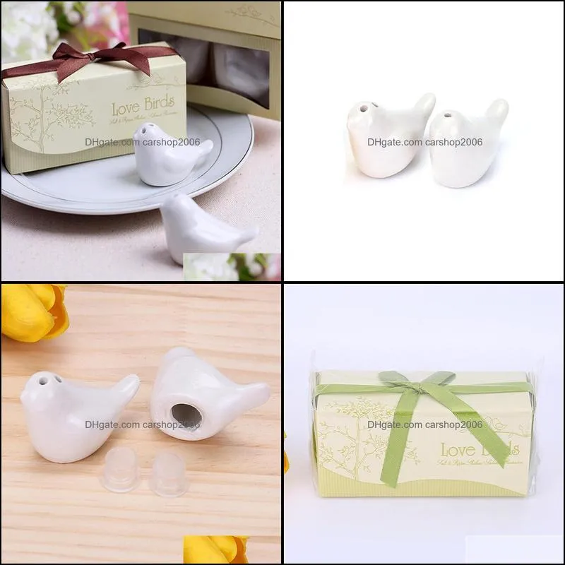 Herb & Spice Tools mini Wedding Favor Love Bird Salt and Pepper Shaker Set Party Gift with Package Box