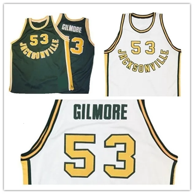 Nc01 Jacksonville University College jersey Artis 53 Gilmore Basketball Throwback Jersey custom embroidery green white size S-5XL