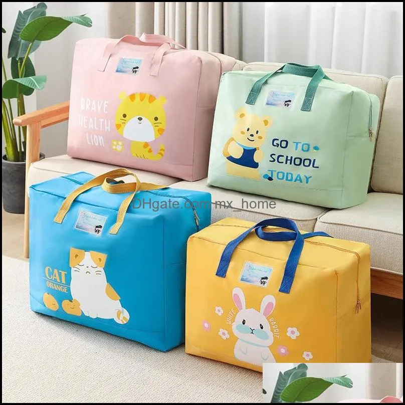 quilt storage bag cartoon portable water-repellent and moisture-proof children`s sorting clothes moving bags 4 colors 3 sizes pae13827