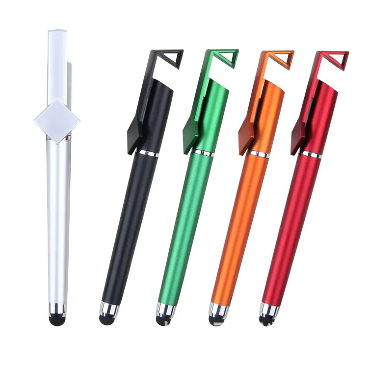 Multifunctionele Universal Capacitive Stylus Pen 3 In 1 mobiele telefoon Holder Stand Touch Pens voor smartphone mobiele telefoon tablet verschillende kleuren