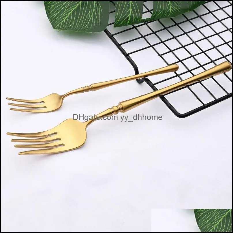 flatware sets vintage western gold matte cutlery 1/2/4set dining knife fork teaspoon set luxury dinnerware tableware for kitchenflatware