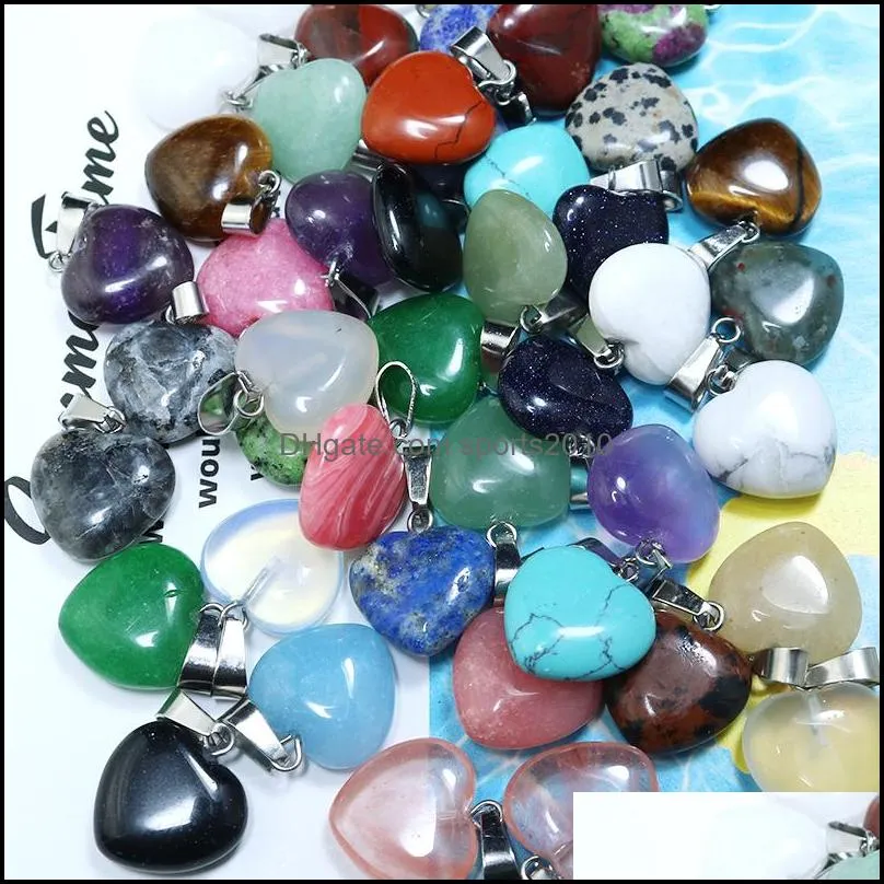 16mm natural gem stone charms pendants opal crystal rose quartz hexagonal pendulum reiki pillar diy necklaces jewelry makin sports2010