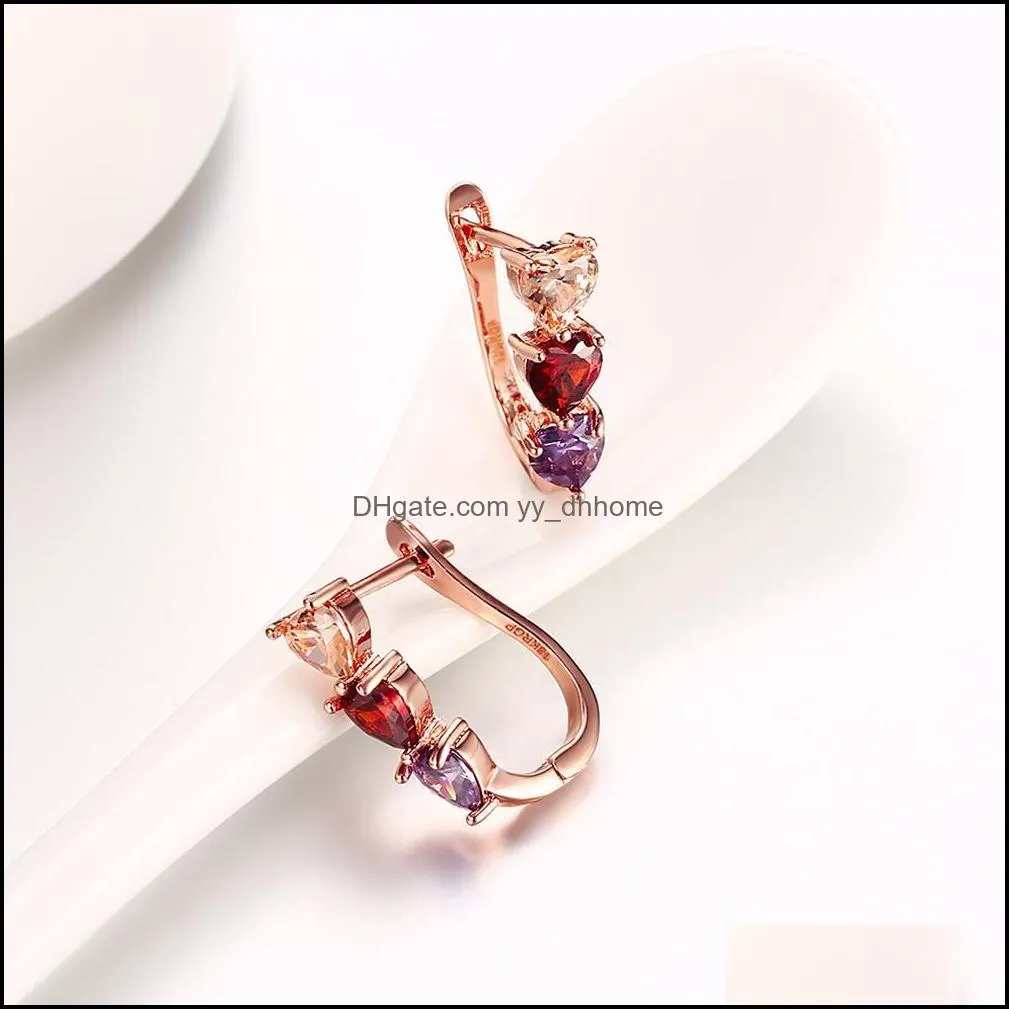 18k rose gold plated heart clip earrings fashion romance jewelry top quality