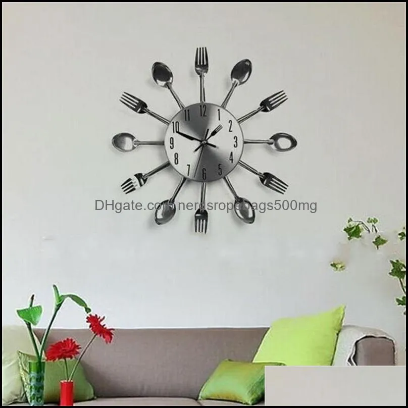 Horloges murales Décor à la maison Couverts de jardin Cuisine moderne Salon Cuillère Fourchette Couteau Mécanisme d'horloge Design Art 21Hr V Drop Livraison 2021 1EZ