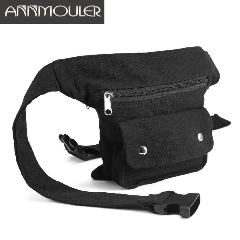 Annmouler Women Fanny Pack Large Capacity Waist Bags Canvas Side Fanny Bag Multipockets Phone Pouch for Girls 220606