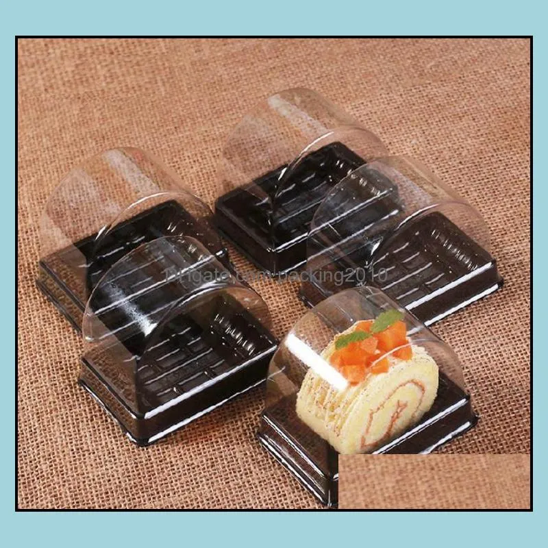 Cajas de embalaje Oficina Escuela Negocio Industrial Pp transparente Caja de plástico para pasteles Rollo inferior Dhaao