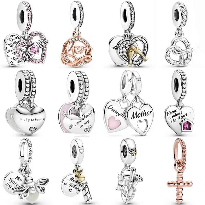 925 Ayar Gümüş Dangle Charm Anne Ateşböceği Kolye Boncuk Boncuk Fit Pandora Charms Bilezik DIY Takı Aksesuarları