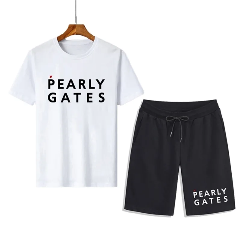 Ensembles pour hommes Été Pearly Gates Costumes à manches courtes Solides T-shirts et shorts Casual Streetwear Chemises Vêtements de sport pour hommes S 3XL 220621