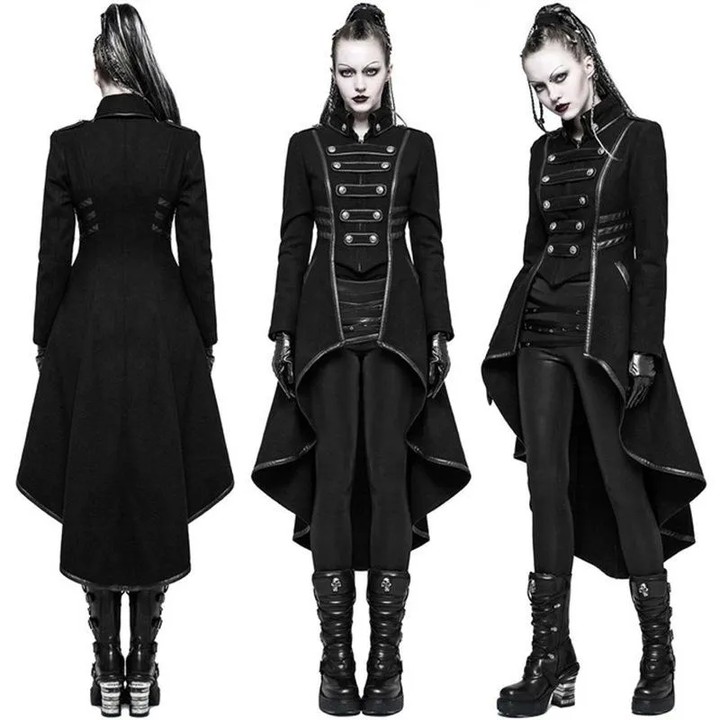 Kvinnors jackor takar kvinnor vintage steampunk långa gotiska överrock damer retro jacka svansar veste femme chaquetas mujerwomen's womenwomen