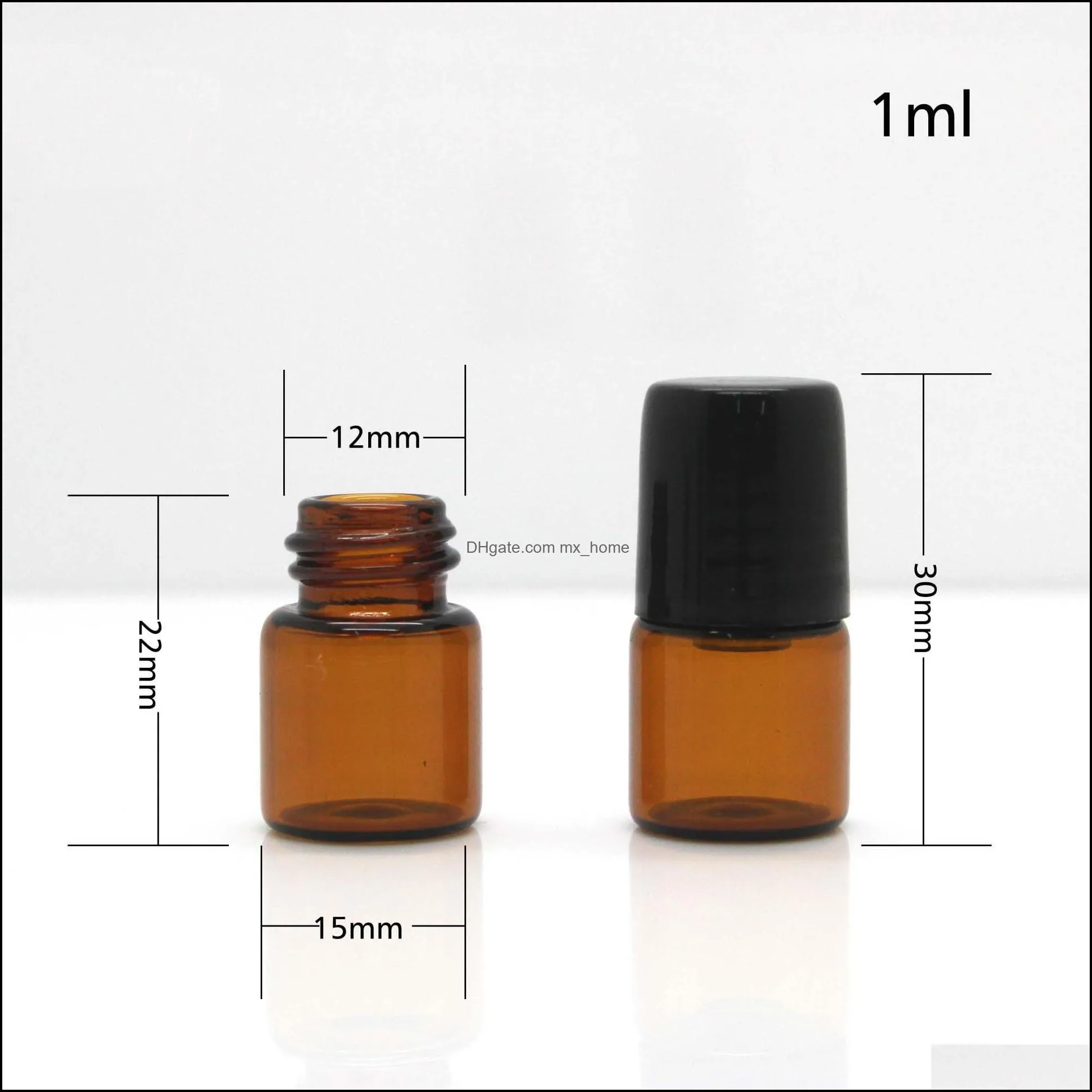 1 2 3 5 10ML  Oil Glass Roller Bottles Mini Tiny Refillable Empty Aromatherapy Perfume Liquid Amber Glass Roll On Bottle Vials Metal