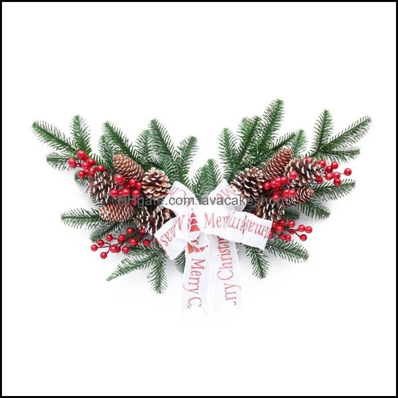 christmas decorations wall hanging wreath artificial flower rattan horn pvc fashion home xmas decoration door ornaments red