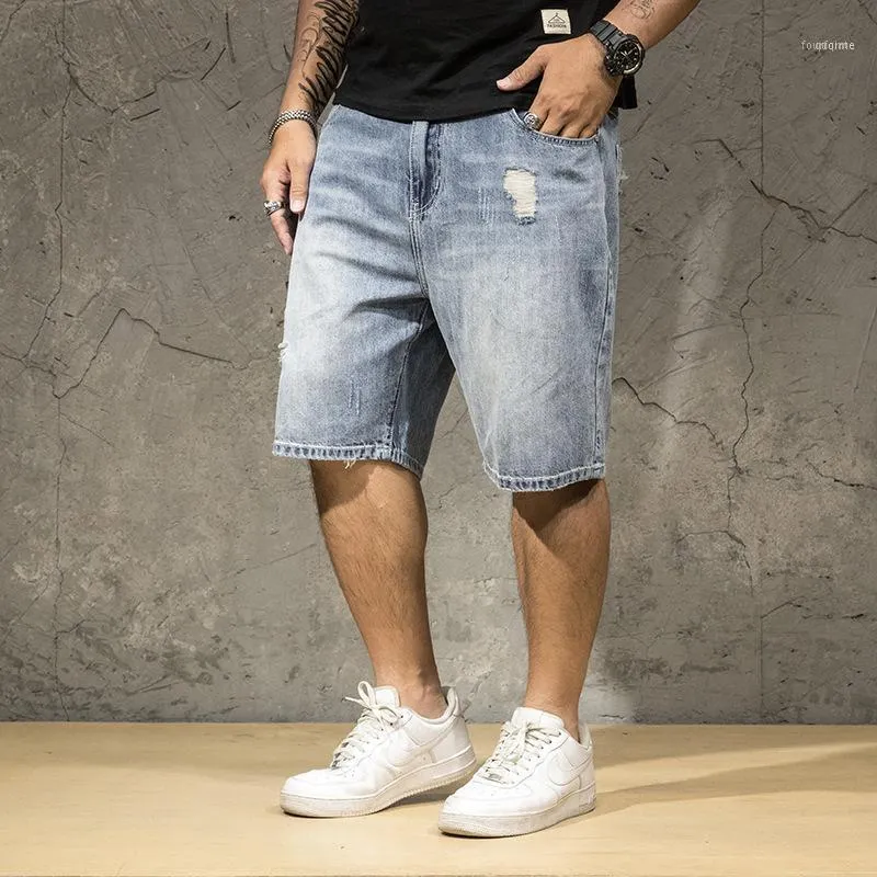 Shorts Jeans hommes été longueur au genou Hombre Denim court droit mâle Cargo étiré hommes grande taille 42 44 46 48 Jean Men's273r