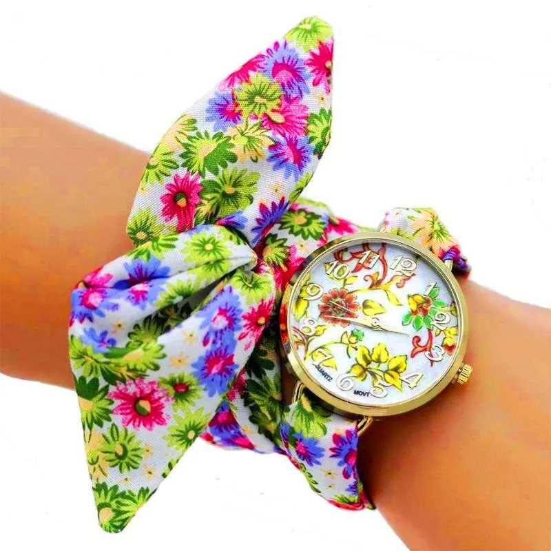 Qualit Montres Bracelets Shsby Unique Dames Fleur Tissu Montre
