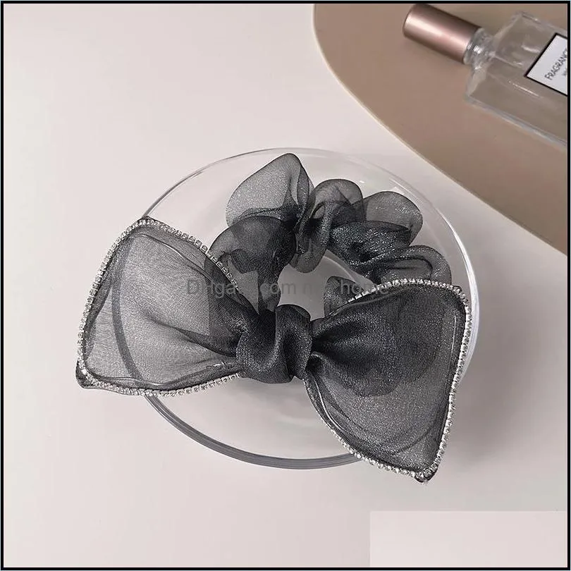 organza bow hair rope female ponytail head rope feeling simple temperament ball head large intestine ring rubber band