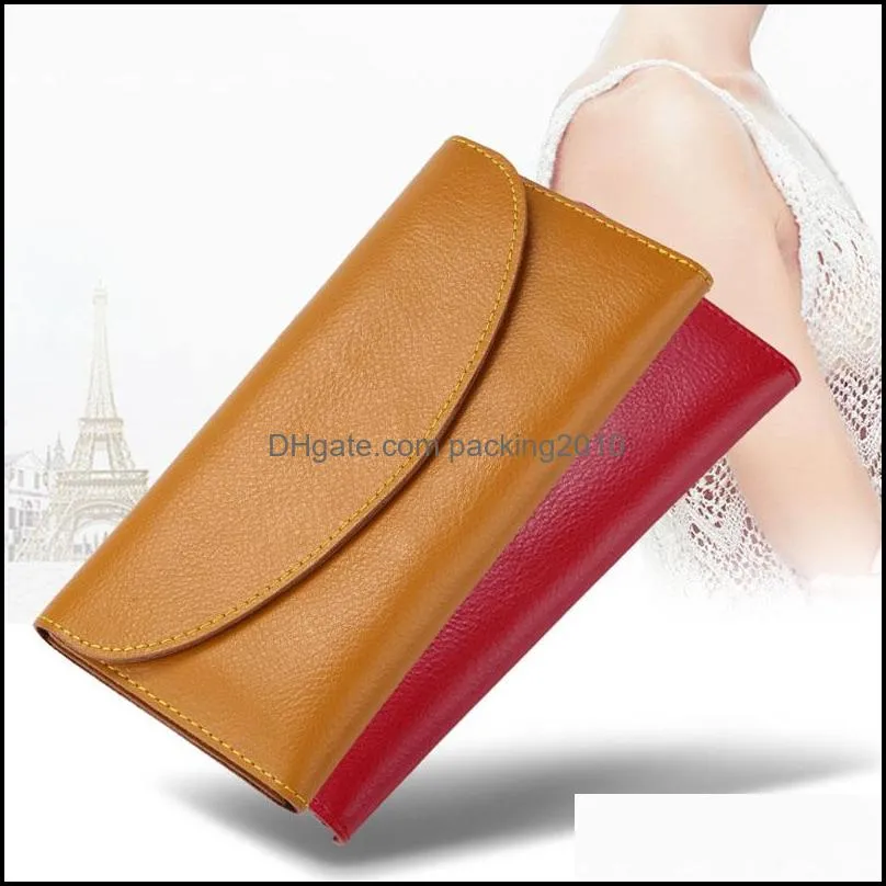 multifunction leather long wallet women solid color simply large capacity phone pocket wallets card holders leather coin purse vt1592