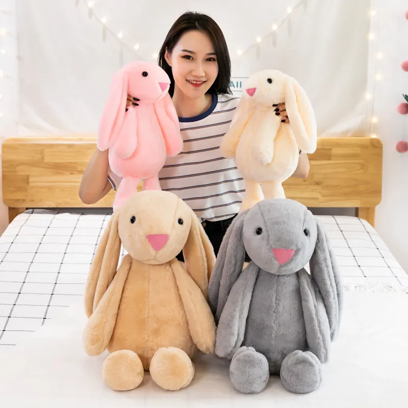 Jouets en peluche pour enfants, mignon lapin à pattes de Pâques, animaux en peluche doux, longues oreilles, lapin couché, tempérament noble, poupée, oreiller, cadeau Surprise, vente en gros, en stock