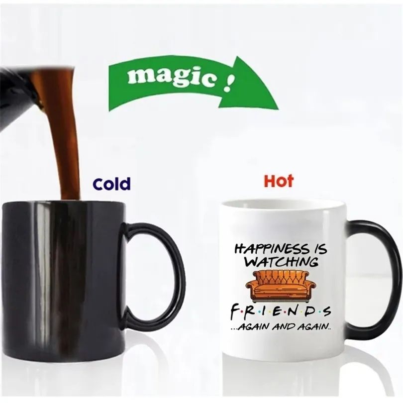 ТВ -шоу Creative Friends Сериал Central Perk Coffee Mug Color Color Mug 350 мл чайного капучино керамическая чашка рождественские подарки для друзей 210409